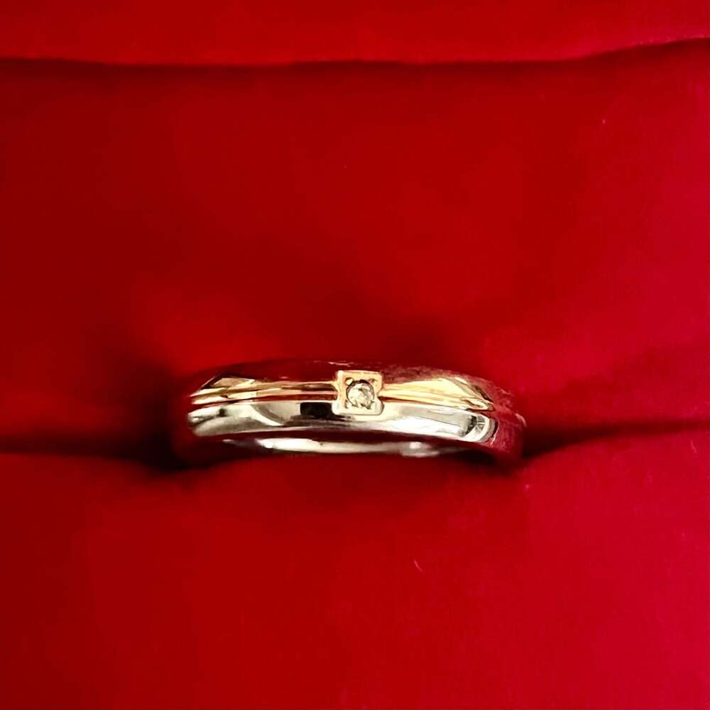 Tungsten Two Tone Gold & Silver 18K Plating 4mm Band Ring Size 6